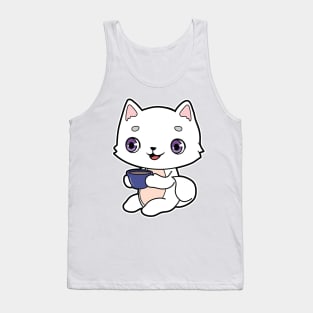 Cat with Cup of Coffee Tank Top